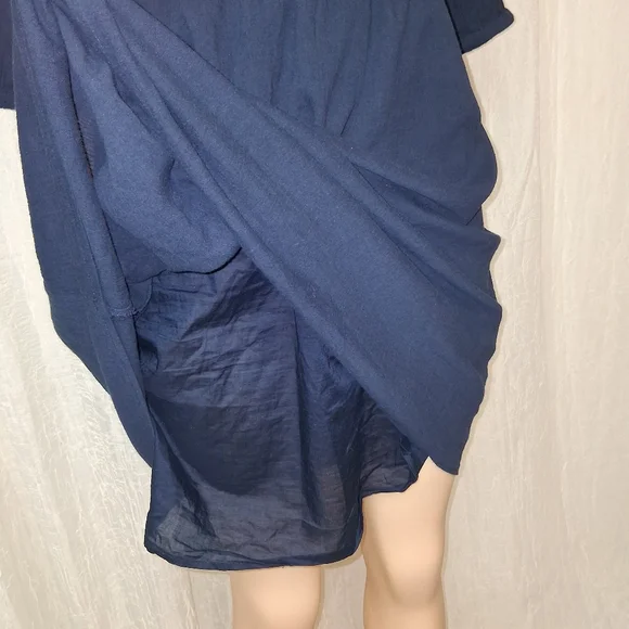 Talbots Dark Blue Dress with White Floral Embroidery Size Sp Made INDIA - Picture 13 of 14